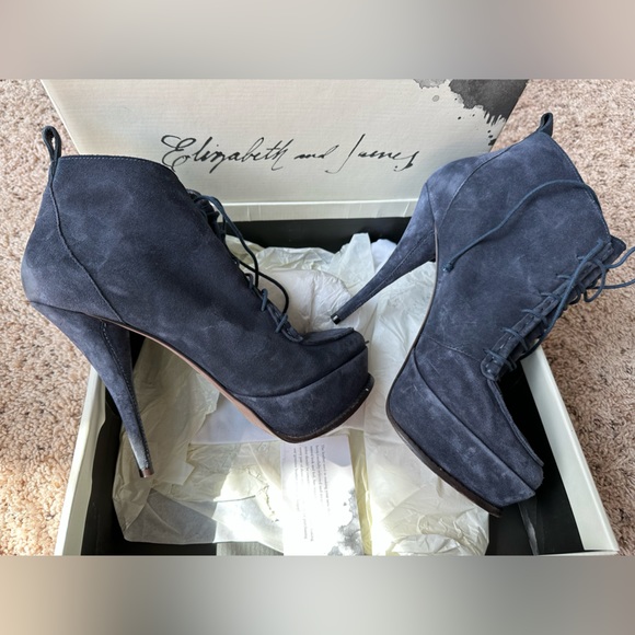 Elizabeth and James blue lace up suede boots - Picture 4 of 5